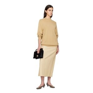 THE ROW skirt leather tan size 10 Berth maxi calfskin beige quiet luxury NWOT